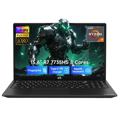 NIMO 2025 Light-Gaming-Laptop, 15.6" AMD 8 Cores Ryzen 7 7735HS (Up to 4.75GHz, Beat i7-12650H) 32GB DDR5 RAM 1TB SSD IPS FHD Computer with Radeon 680M 100W Type-C Backlit KB Fingerprint