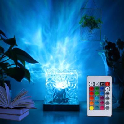 Aurora Borealis Night Light Projector, Wave Light Projector, 16 Colors Ambient Dynamic Wave Cube Lamp with Remote for Bedroom Kids Room, Nursery, Living Room (1, 16 Colors-Remote Control)