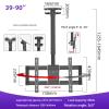 LIUZQWAED Motion 360 Rotation Tilting Ceiling TV Mount Stand1.2-1.6m Height Adjustment Screen DisplayFits 39-90inch TVs, with Loading 176 Lbs view 2