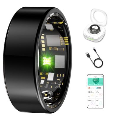 SIERDE Smart Ring for Women & Men, Fitness Tracker with Heart Rate, Blood Oxygen, Blood Pressure, Sleep Monitoring, Step Counting, IP68 Waterproof for iPhone and Android Black 9