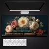 Black Mouse Pad 28 x 16 in Extended Mousepad, Large Desk Mat, Adults Gaming Mouse Pad Flower with Stitched Edges Non-Slip Rubber Base Keyboard Mat, Waterproof Mousepad for Office Desk Decor l-9372 view 3