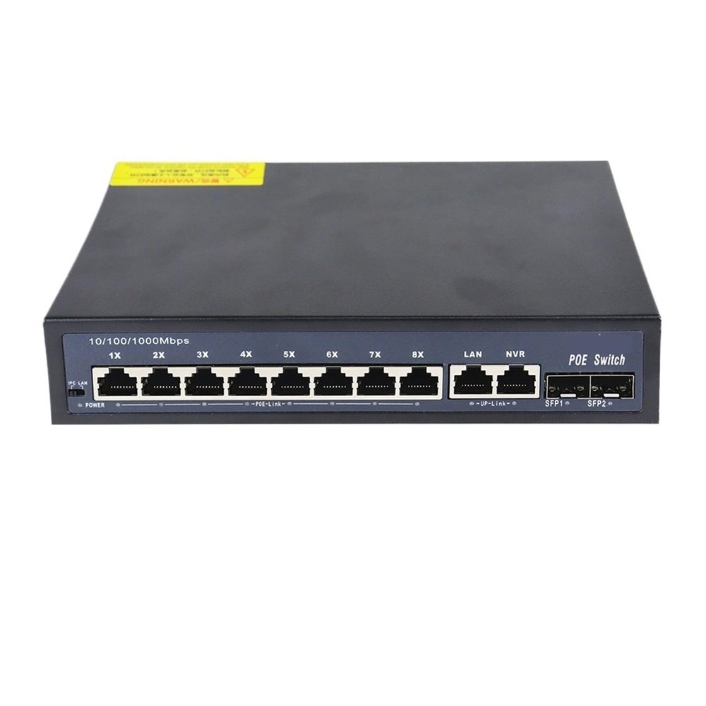 12-Port Gigabit POE RJ45 Ethernet Switch with SFP, Supporting 802.3af/at(Switch with EU Plug)