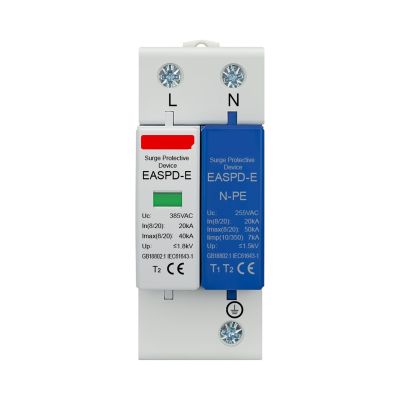 2P 4P AC Surge Protector 1P+N-PE 20KA 40AK 50KA T1 T2 275V 385V Surge Protector Low Voltage Surge Arrester EASPD-E(4P,385V)