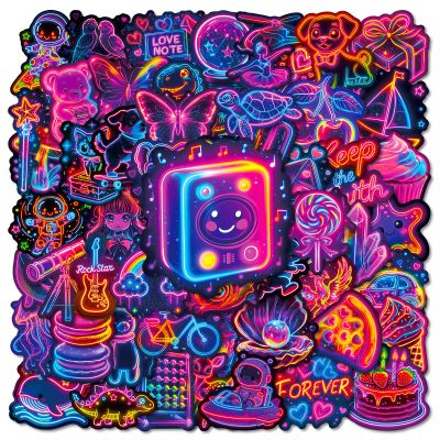56Pcs Cool Cute Neon Sticker,Waterproof Vinyl Sticker for Laptop Water Bottle,Scrapbooking Skateboard Journaling Luggage,Prizes Kids Classroom Rewards (Love)