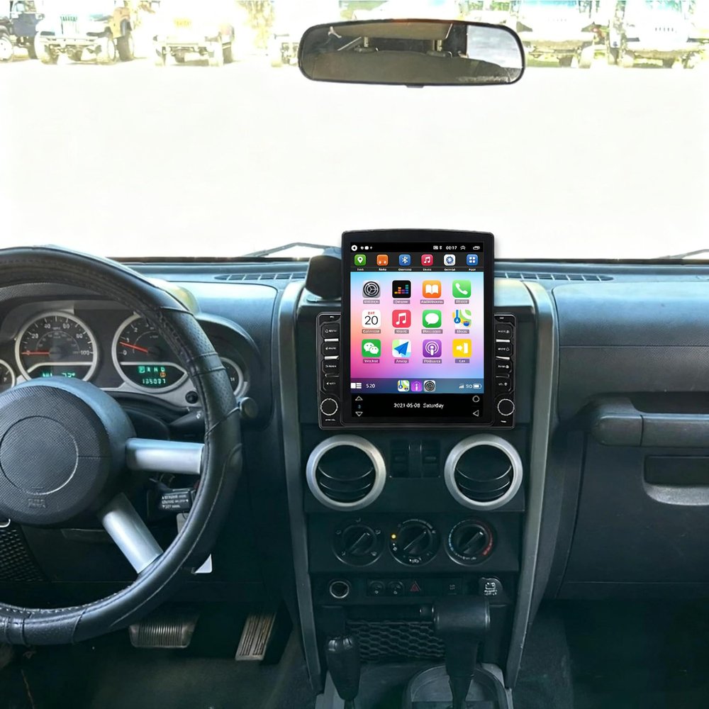 2+64G Car Radio for Jeep Wrangler 2007-2017 with Wireless Carplay/Android Auto,Android Car Stereo 9.7 Inch Touch Screen GPS Navi WiFi Bluetooth FM/RDS Mirror Link SWC Backup Camera
