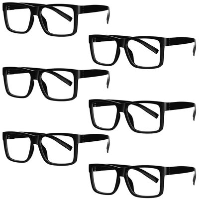 Eyekepper 6 Pack Oversized Blue Light Blocking Reading Glasses Men Computer Readers Cheaters with Screwless Metalless Spring Hinge,Black +3.50