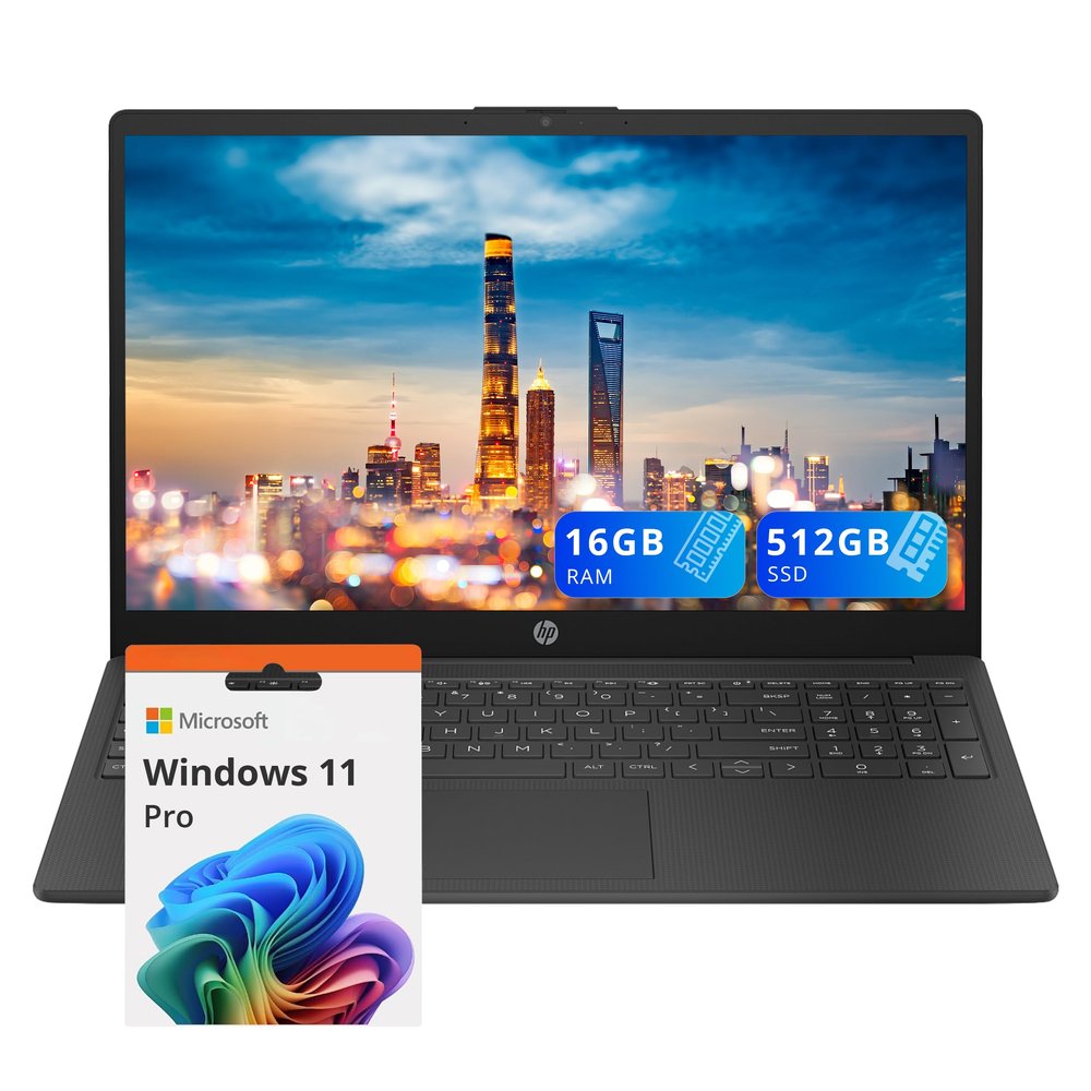 HP 15.6" FHD Business Laptop, Intel Core i7-150U, 16GB RAM, 512GB SSD, Intel Integrated SoC, Numeric Keypad, Wi-Fi 6, Win 11 Pro, Black (Renewed)