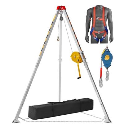 Adjustable Tripod Kit for Confined Spaces, 2800LBS Capacity Aluminum Winch for Firefighting & Rescue, Ideal for High Places, Cliffs, and Narrow Areas