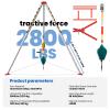 Adjustable Tripod Kit for Confined Spaces, 2800LBS Capacity Aluminum Winch for Firefighting & Rescue, Ideal for High Places, Cliffs, and Narrow Areas view 2