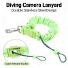 WIHFHGZ Diving Camera Lanyard, Stainless Steel Spring Coiled Strap, Orange - Durable Neoprene Material, Quick Release Buckle, Ideal for Underwater Diving and Snorkeling (Green) view 2