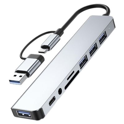 NOLITOY Multi-Port Typec USB Hub Adapter for Laptop with USB Card Reader Audio Data Transfer for Multiple Device Connectivity