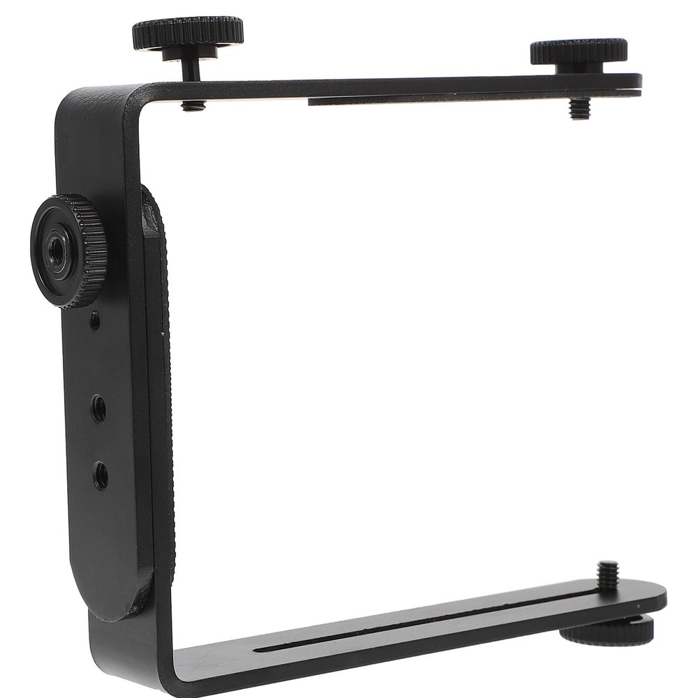 BESPORTBLE Dual Metal Bracket for DSLR Camera and Flashlight Screw Holder for Tripods Mounting Support for Speedlight and LED Photography Lights