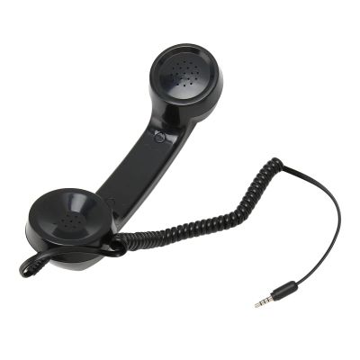 Estink Retro Phone Handset Vintage Telephone Receiver Classic Cell Phone Headset with 3.5mm Plug for Smartphones Computers 1m Coiled Cord (Black)