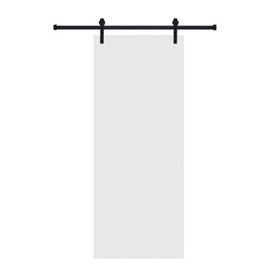 18Double Modern Flat Panel 15 in. x 80 in. MDF White Barn Sliding Door with Hardware kit