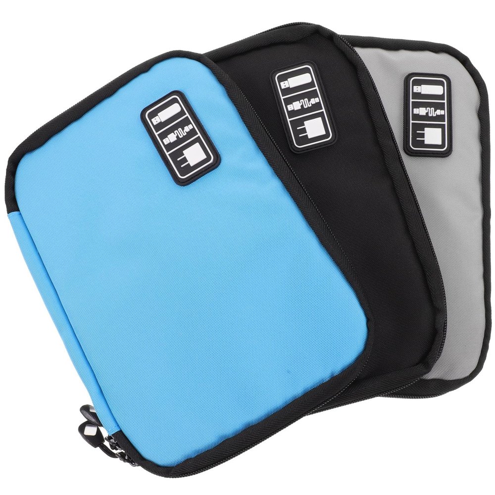 BESPORTBLE 3pcs Portable Digital Accessories Organizer Bag with Sturdy Zipper Multipurpose Electronic Storage for Data Cables Chargers Earphones USB Drives Travel-friendly Compact Carrying