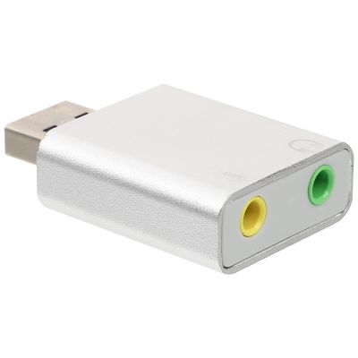 Alipis USB External Sound Card Adapter Silver Aluminum Alloy Plug and Play No Driver Needed with Headphone and Microphone Jack for Laptop Gaming and Streaming