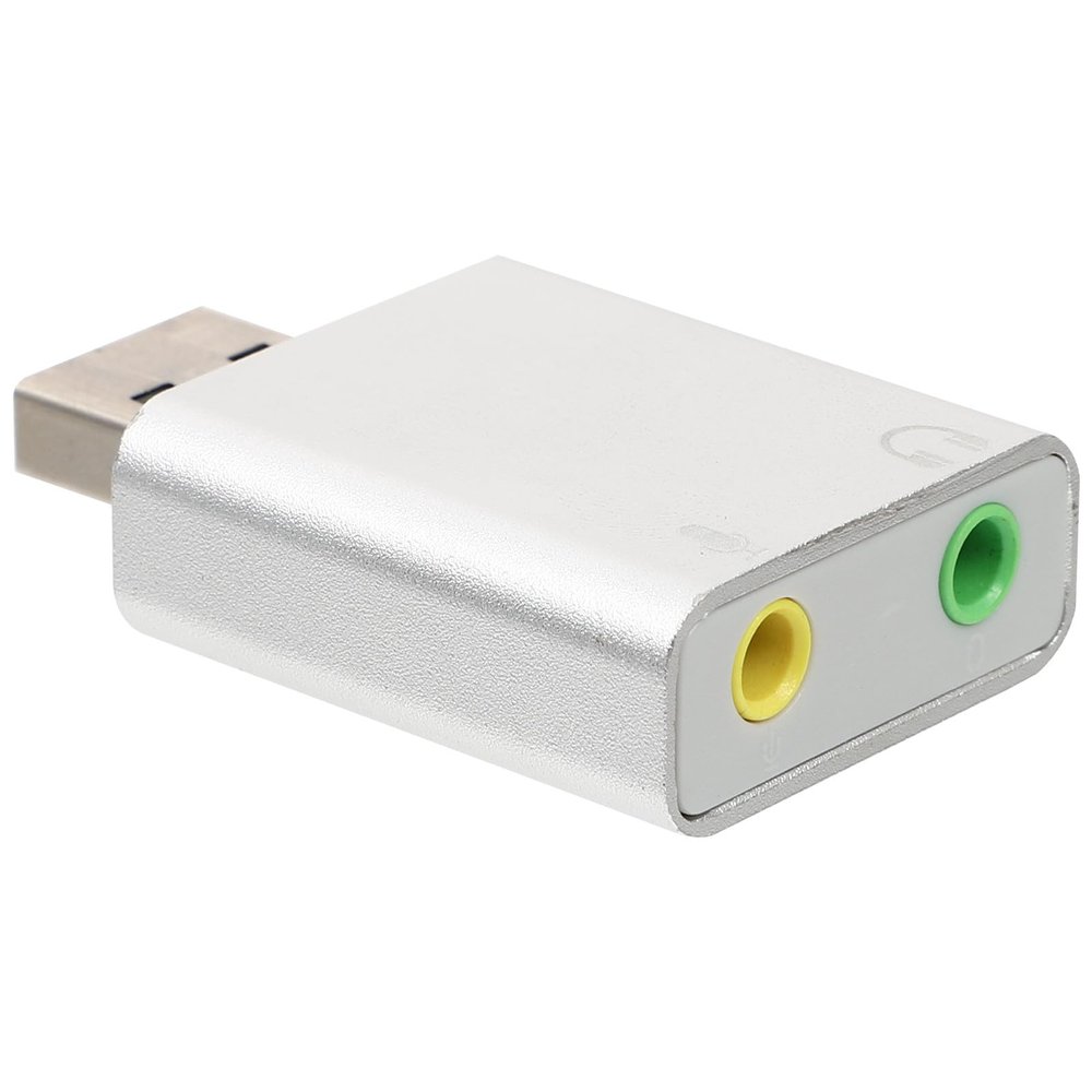 Alipis USB External Sound Card Adapter Silver Aluminum Alloy Plug and Play No Driver Needed with Headphone and Microphone Jack for Laptop Gaming and Streaming