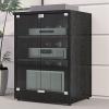 Portable Large Stereo Cabinet, Modern Audio-Video Media Stand, CD Player Stand, Particle Board, Double Glass Door Lock for Living, Recording Room-Easy To Assemble(Black,3-tier H80CM/31") view 1