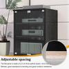 Portable Large Stereo Cabinet, Modern Audio-Video Media Stand, CD Player Stand, Particle Board, Double Glass Door Lock for Living, Recording Room-Easy To Assemble(Black,3-tier H80CM/31") view 3