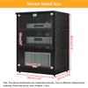 Portable Large Stereo Cabinet, Modern Audio-Video Media Stand, CD Player Stand, Particle Board, Double Glass Door Lock for Living, Recording Room-Easy To Assemble(Black,3-tier H80CM/31") view 4
