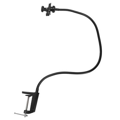 VBESTLIFE Flexible Gooseneck Desk Mount for Webcam, Adjustable Metal Camera Stand with Secure C Clamp, 360 Rotation for Online Teaching & Home Office Setup (I Shaped Fixture Stand)