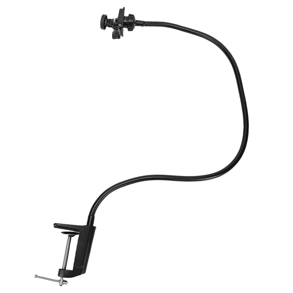 VBESTLIFE Flexible Gooseneck Desk Mount for Webcam, Adjustable Metal Camera Stand with Secure C Clamp, 360 Rotation for Online Teaching & Home Office Setup (I Shaped Fixture Stand)