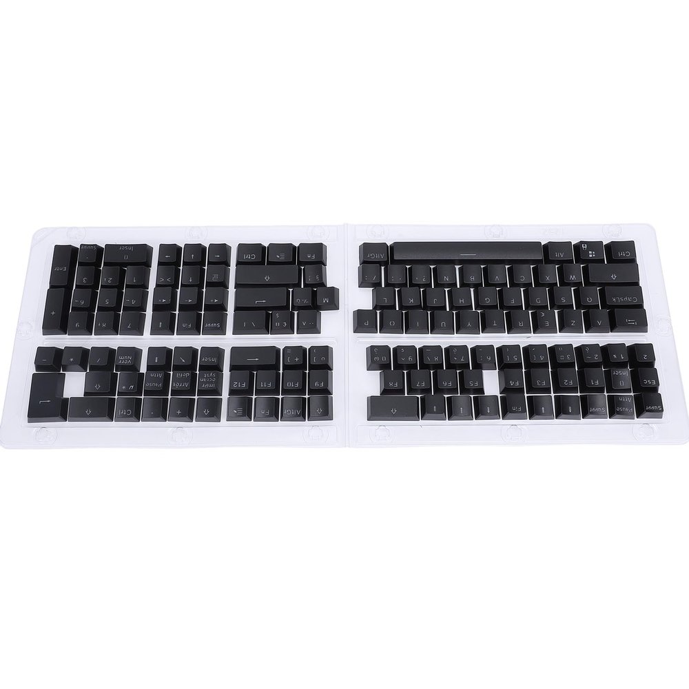 132 Keys French Keyboard Keycaps, Mechanical Keyboard Keycaps Set, French Layout with Light Transmitting Design for Backlit Keyboards, Premium ABS Material for Durability and Comfo (Black)