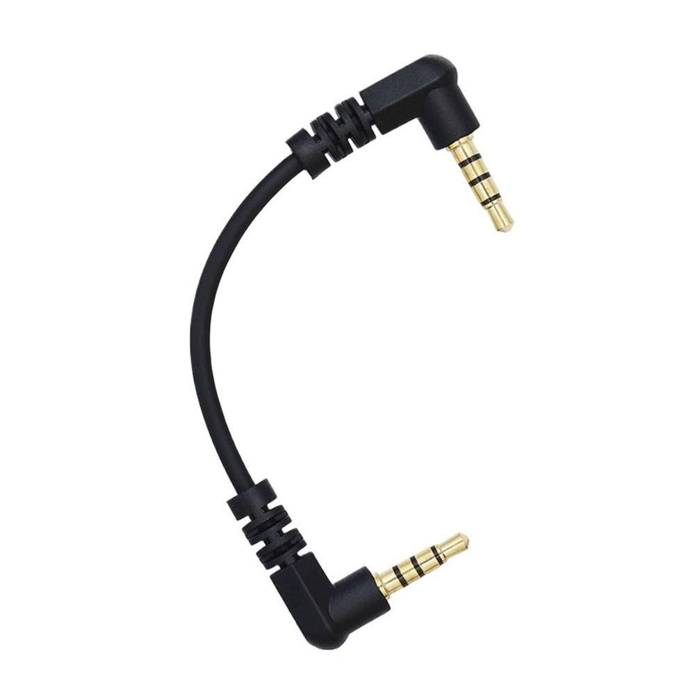 CTGFBUW 10cm 3.5mm Short Cable Male to Audio 90 Degree Two Right Angled 4 Pole(Black 4 Pole)