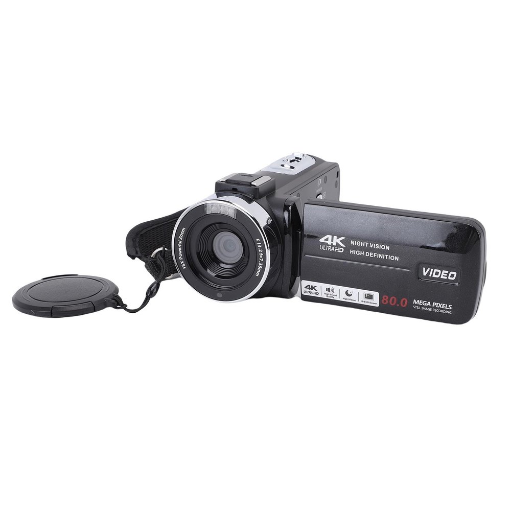 ASHATA 4K Video Camera Camcorder, 80MP HD 3 Inch 270 Degree Rotation Screen 18X Digital Zoom with LED Flash, for Travel and Campus Life Recording