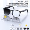 AI Smart Glasses with Chat GPT, Bluetooth Translation for 164 Languages, Photochromic Lens, Music Playback, Hands-Free Calls, UV Protection, Lightweight (Black Frame Blue Lens) view 2