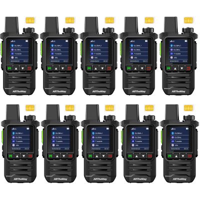 Lifetime Free Global Walkie Talkies Unlimited Range 4G PoC Radio Nationwide Handhold Long Distance PTT Two Way Radio Portable Radios with Flashlight for Family and Work Teams(10 Pack with SIM)