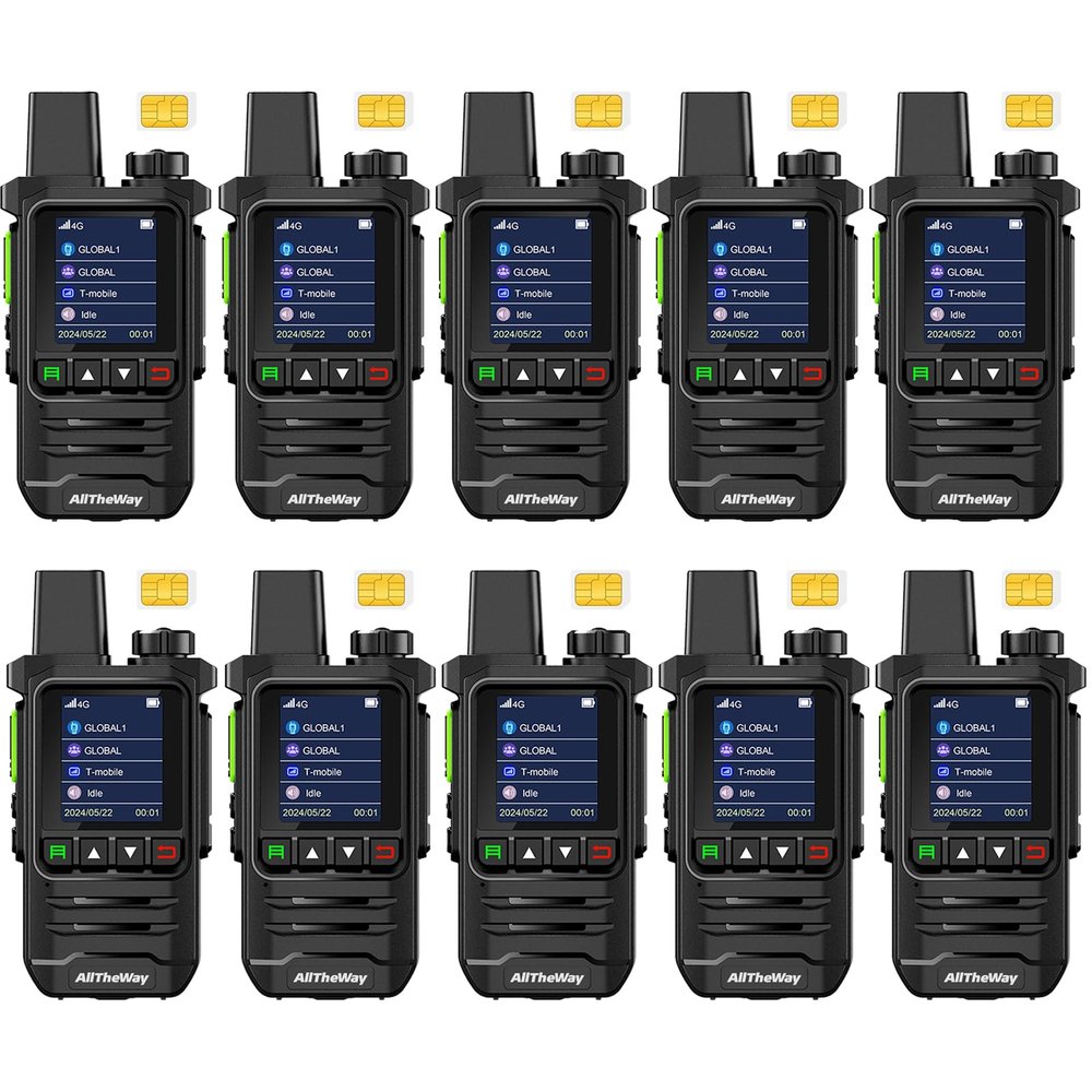Lifetime Free Global Walkie Talkies Unlimited Range 4G PoC Radio Nationwide Handhold Long Distance PTT Two Way Radio Portable Radios with Flashlight for Family and Work Teams(10 Pack with SIM)