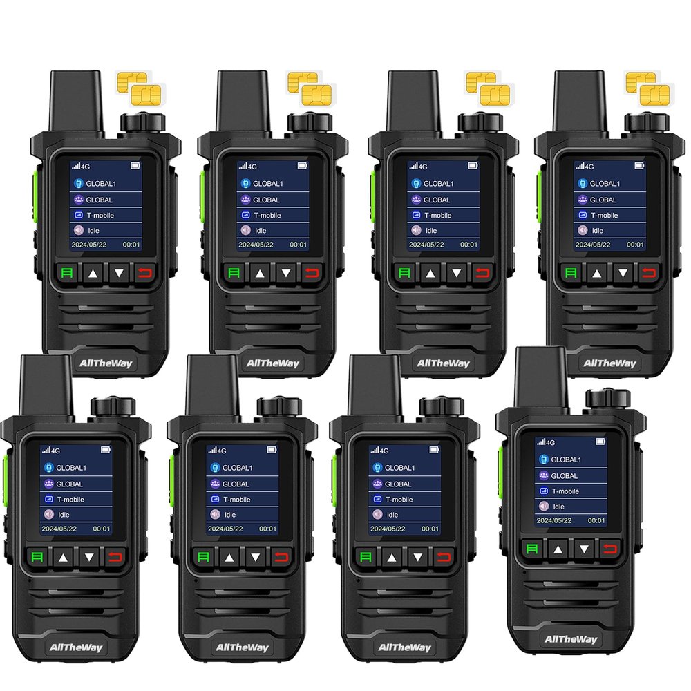 Lifetime Free Global Walkie Talkies Unlimited Range 4G PoC Radio Nationwide Handhold Long Distance PTT Two Way Radio Portable Radios with Flashlight for Family and Work Teams(8 Pack with SIM)