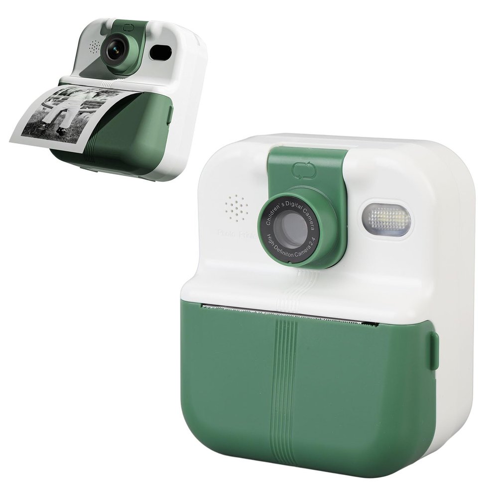 Oreilet Kids Camera Instant Print, 1080P Digital Camera Instant Print with 2.4" Screen & 3 Rolls Paper & MP3 Player & Games, Christmas Birthday Toys Gifts for Girls Boys Age 3-12 (Green)