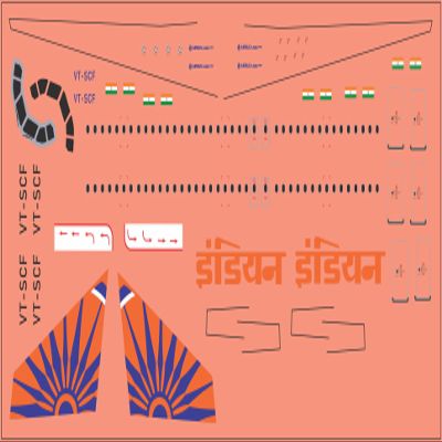 A320 NEO Indian Airlines Multi-Scale Waterslide Decal Set, Highe Quality, 1/200, 1/144, 1/100, 1/72, 1/48 Scale, Aircraft Model Decoration (1/200)