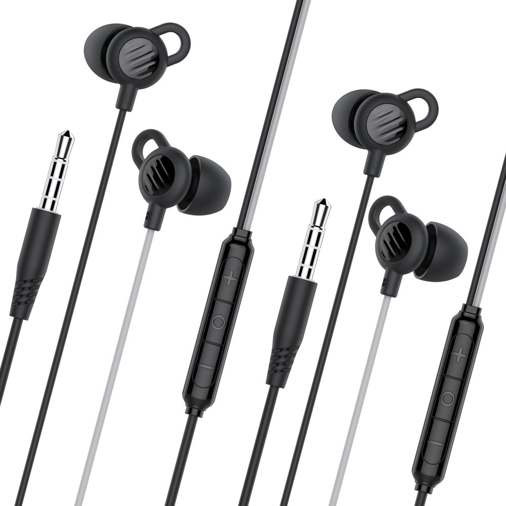 MEE audio SleepTones Wired Sleep Earbuds 3.5mm Plug for Side Sleepers with Lightweight Low-Profile Silicone Earpieces, Noise Reduction Sleeping Headphones (2 Packs)