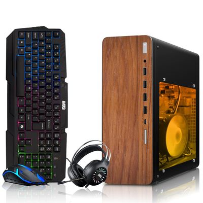 HP Full Dark Gaming PC Desktop Computer  AMD Pro A10-9700,GT 1030 Graphics,8GB RAM,256GB SSD,RGB Keyboard with AI Copilot,Mouse,WiFi,RGB Headphone,Windows 11(Renewed)