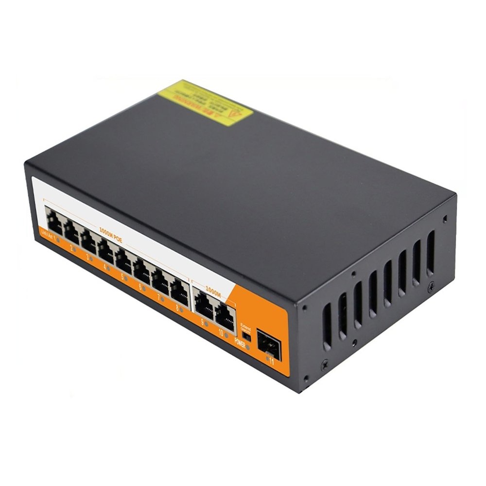 11-Port Gigabit POE RJ45 SPF Ethernet Switch, uplink unmanaged and Play(Switch with EU Plug)