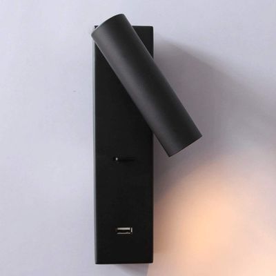 Adjustable LED Wall Lamp with USB Charger  Black Bedside Reading Light with Switch for Bedroom and Study  Ideal Table Desk Spotlight [Energy Class A+]