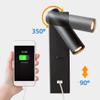Adjustable LED Wall Lamp with USB Charger  Black Bedside Reading Light with Switch for Bedroom and Study  Ideal Table Desk Spotlight [Energy Class A+] view 2