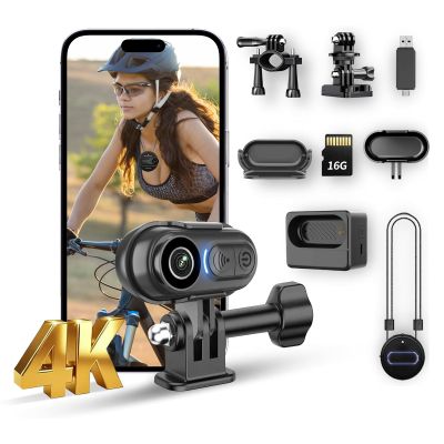 4K Mini Body Camera,Thumb Size Action Body Cam,Wearable Sports Cameras,Hands-Free POV Recording,Helmet Mount,Magnetic Portable Body Worn Camera for Bike Cycling,for Vlogging Pet Walk Swim (16GB)