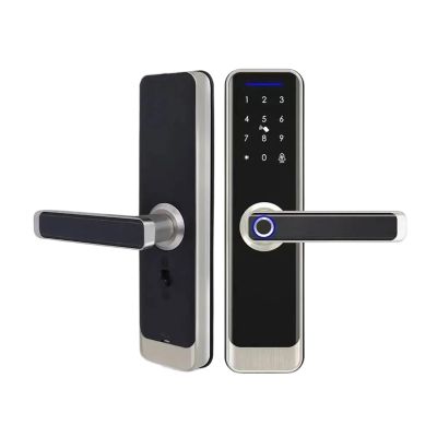 Fingerprint Door Lock Work with IC Card Key Password App Unlock with Doorbell Security Mechanical(Green)