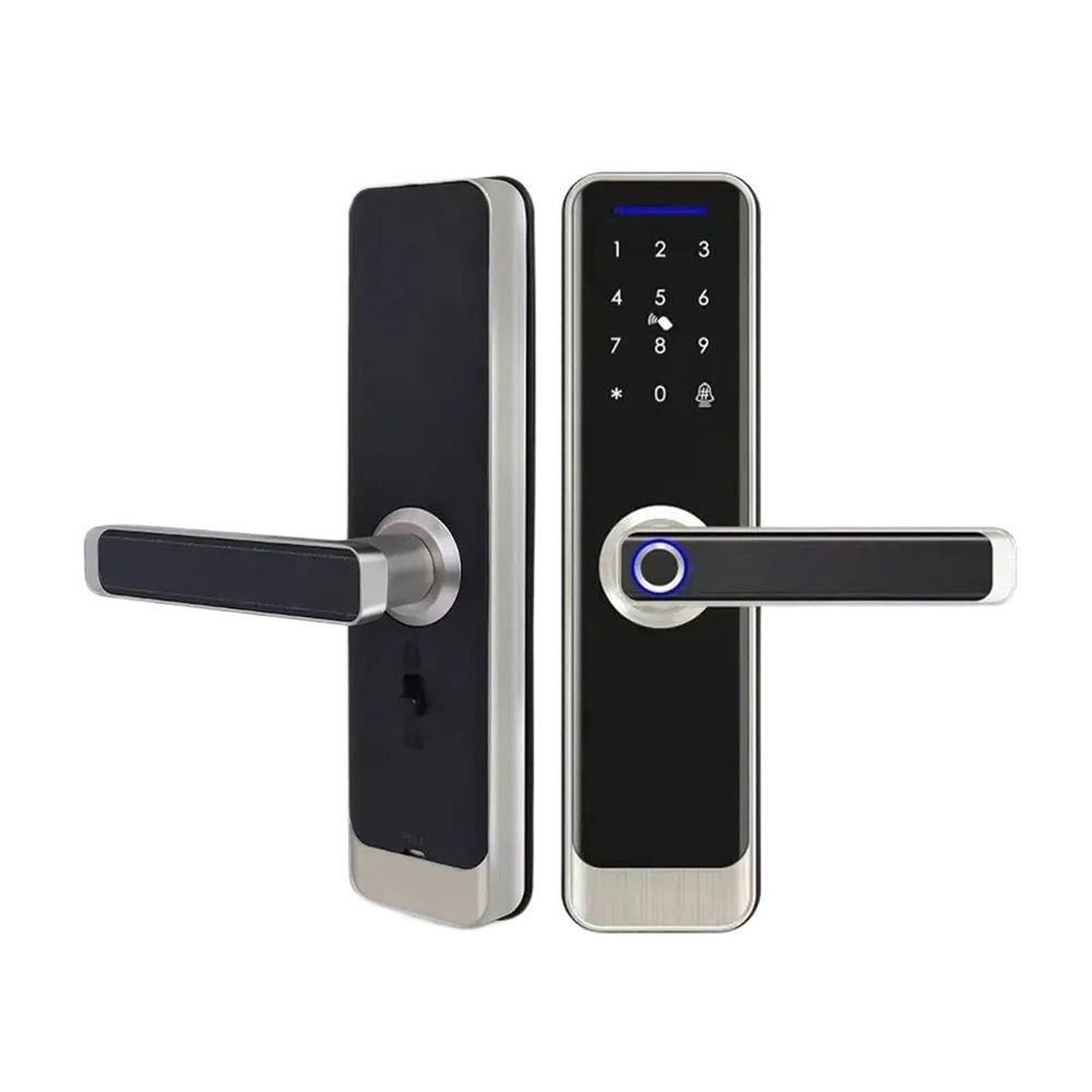 Fingerprint Door Lock Work with IC Card Key Password App Unlock with Doorbell Security Mechanical(Green)