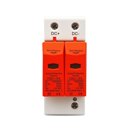 SPD DC 500V 600V 800V 1000V 10~20kA 20~40kA 30-60kA House Surge Protector Protective Arrester Device T2 Plug(600V)