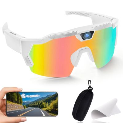 Flaviau POV Glasses, 4k Baseball Sunglasses, Smart Baseball Glasses with Camera, Record Audio/Video/Take Photos, for Men Women (SetD)