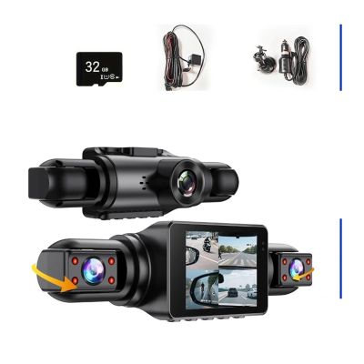1080P 4Cameras Dashcam HD Car Dvr Front and Rear 2inch IPS4-Channel Recording Video Recorder Night Vision Recorder Black Box(None)