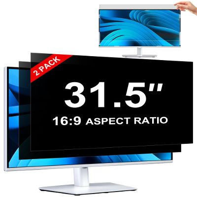 [2-Pack] Privacy Screen For Computer Monitor, 31.5-Inch 16:9 Aspect Ratio; Anti Spy/Bule Light/Glare And Eye Protection, 2 Install Ways Removable For Office, Airport, Cafe And Other Public Area; Diagonal 31.5 Inches, Width 27.45 Inches, Height 15.44