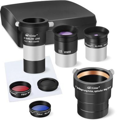 Alstar 2-Inch 35MM Telescope Eyepiece Extension Tube Adapter - Bundle with - 8 Piece Eyepiece & Filter Accessory Kit