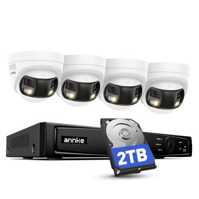 ANNKE 4K PoE Security Camera System with Dual Lens, 180 Wide Angle, 12MP H.265+ NVR with 2TB HDD, 4pcs 8MP Wired Surveillance Cameras, Smart AI Human/Vehicle Detection, 2-Way Audio, Smart Dual Light