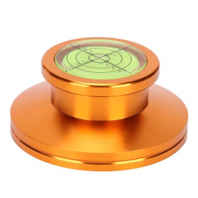 Turntable Stabilizer Aluminum Alloy LP Record Weight, Record Player Clamp for Vibration Balanced, Disc Record Stabilizer with Bubble Level for Audiophiles DJs and Fans (Golden)